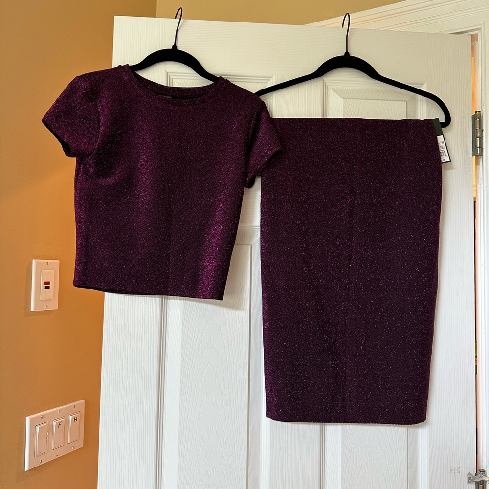 Shiny Purple skirt/top set